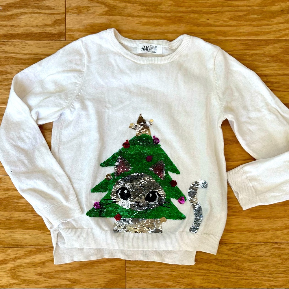 Girls size 5T/6 H&M Flip Sequence christmas sweater